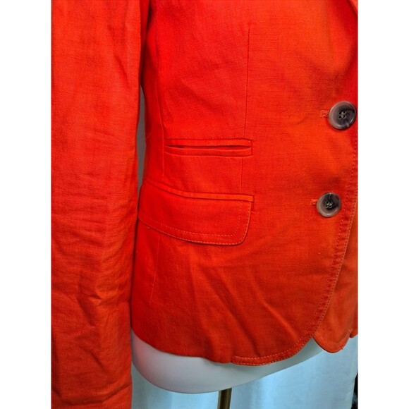 J.Crew Schoolboy Blazer 100% Linen Single Breasted Orange Pockets Size 2 - Picture 4 of 12